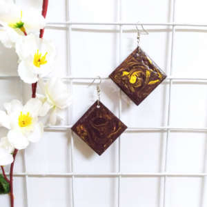 Plum and golden marble Earrings by Grafi Doodles