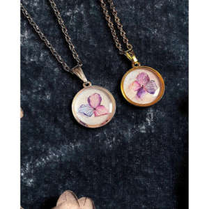 Multicolored Hydrangea Encased Necklace
