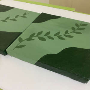 Set Of 2 Green Themed Abstract Paintings