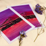 Purple And Red City A5 Print
