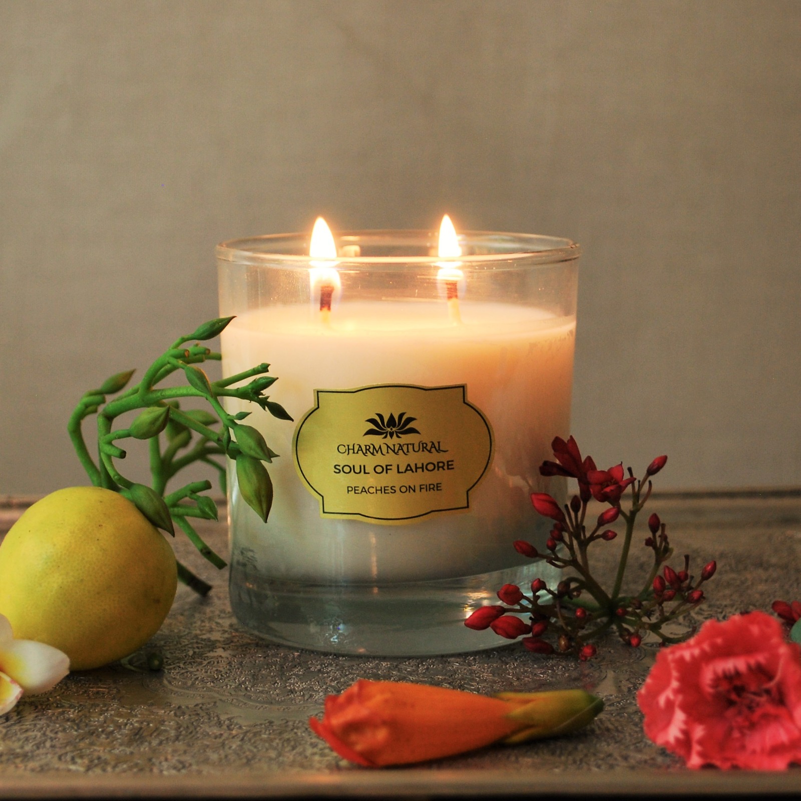 Peaches On Fire! Luxury Scented Candle - PakistanCreates