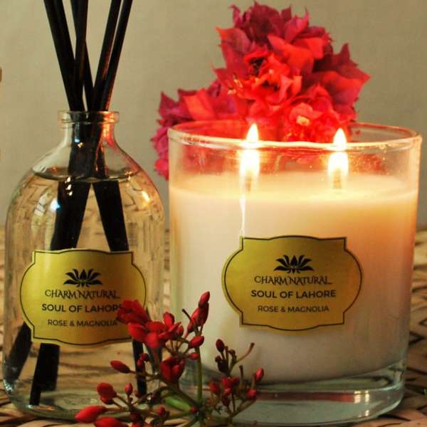 Duo No 16 - Rose & Magnolia Reed + Candle