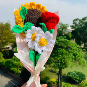 Crochet Sunflower Rose Mixed Bouquet