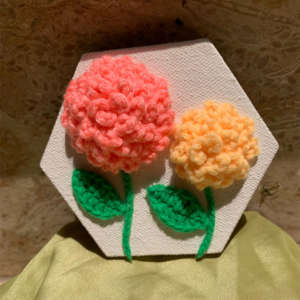 Mini hexagon crochet flower canvases