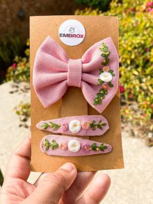 Pink Hair bow and pins