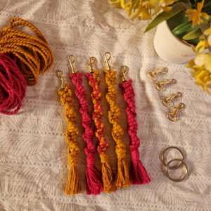 Macrame Spiral Knotted Keychain