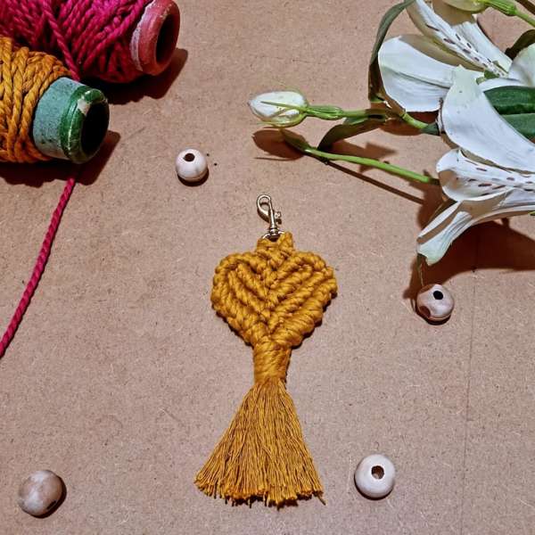 Macrame Heart Keychain